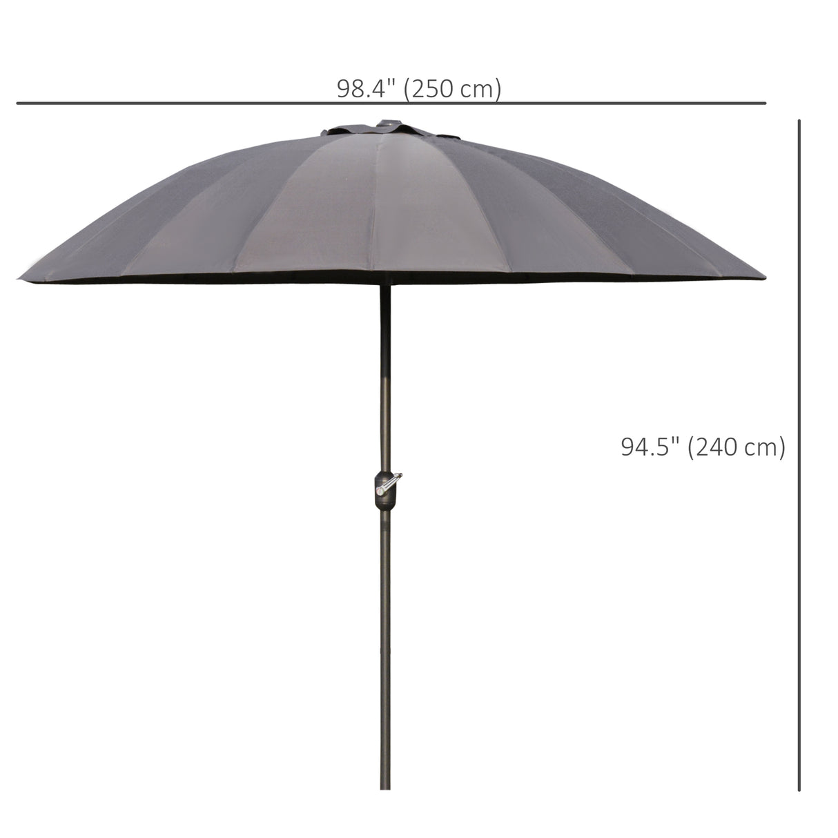 Polyester Shanghai Tilting Parasol Umbrella 250cm Diameter - Velmora