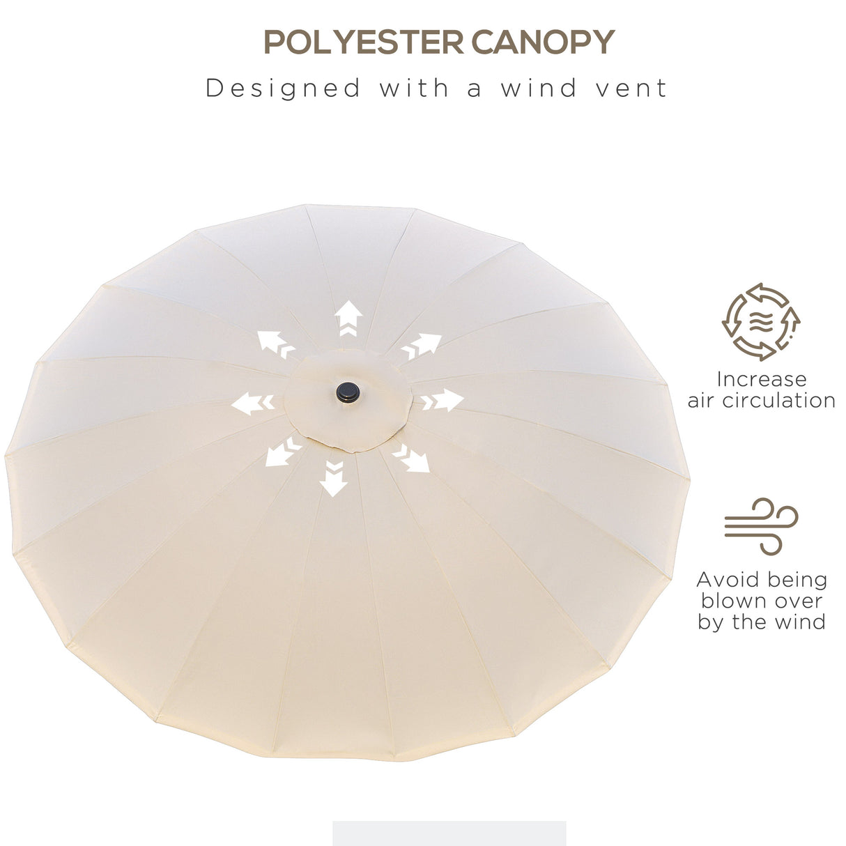 Polyester Shanghai Tilting Parasol Umbrella 250cm Diameter - Velmora