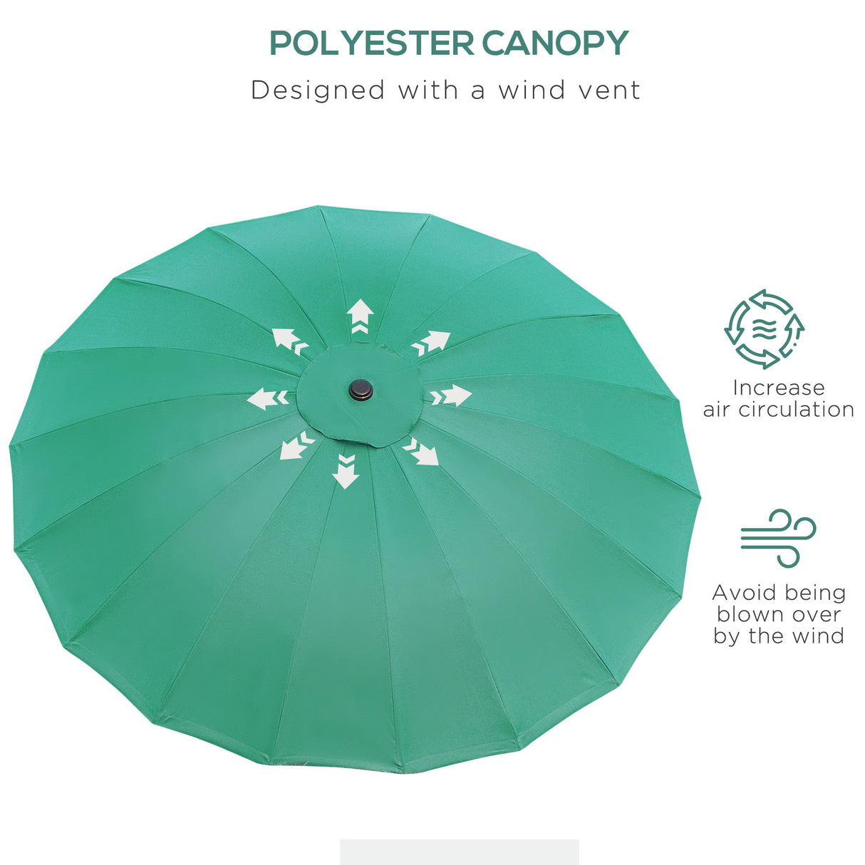 Polyester Shanghai Tilting Parasol Umbrella 250cm Diameter - Velmora