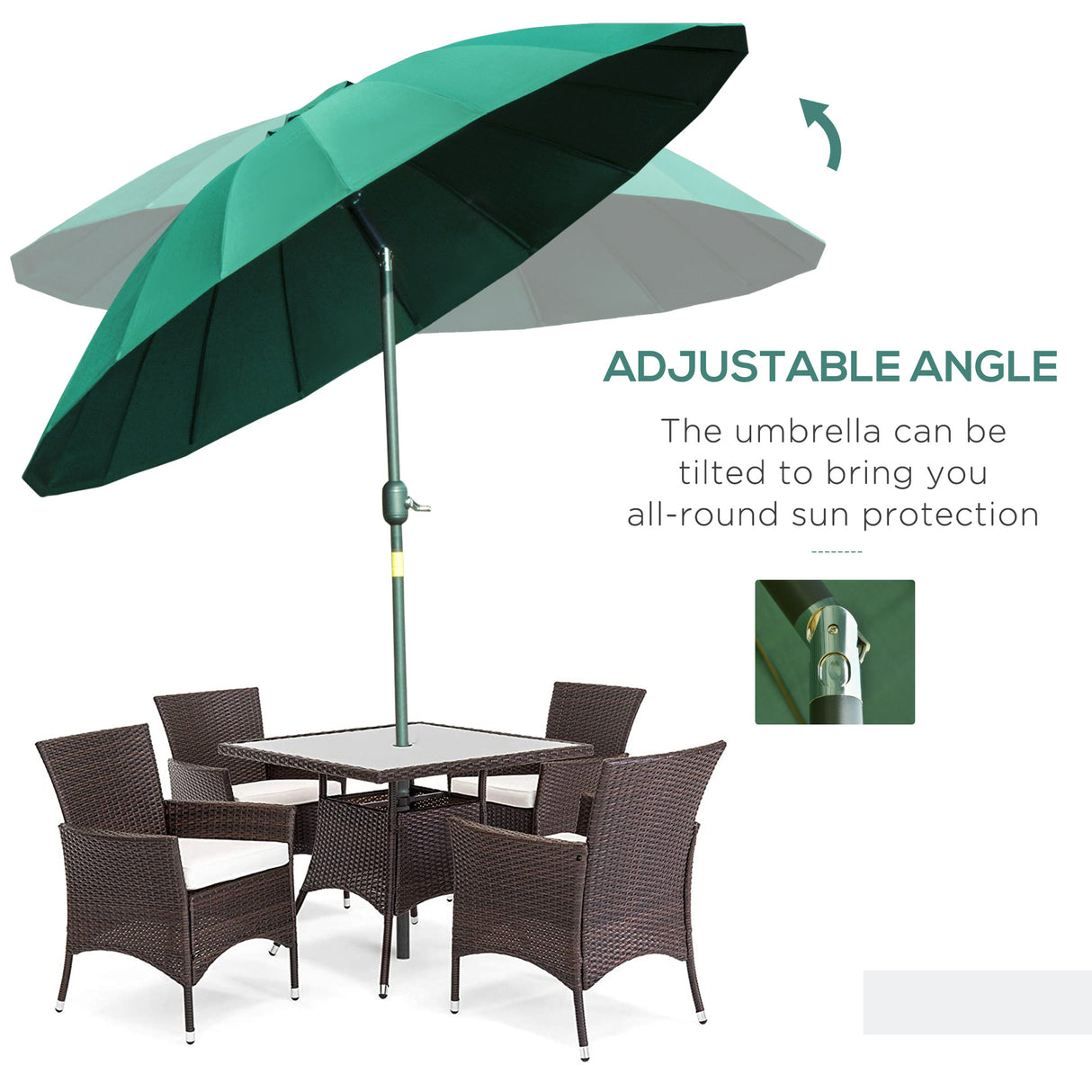 Polyester Shanghai Tilting Parasol Umbrella 250cm Diameter - Velmora