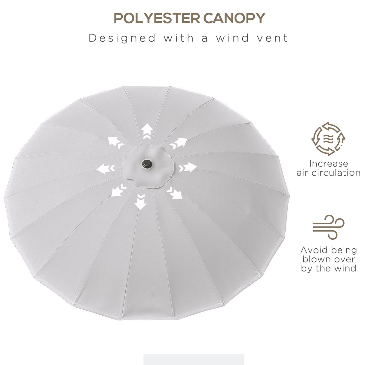 Polyester Shanghai Tilting Parasol Umbrella 250cm Diameter - Velmora