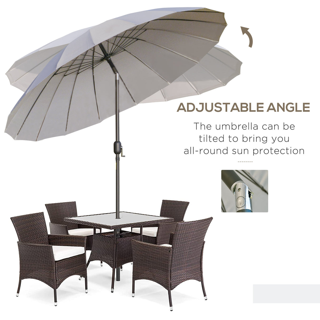 Polyester Shanghai Tilting Parasol Umbrella 250cm Diameter - Velmora