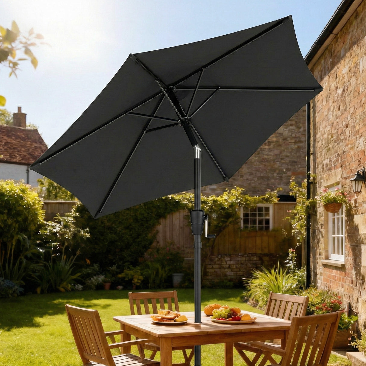 Polyester Tilting Parasol Umbrella 196cm Diameter - Velmora