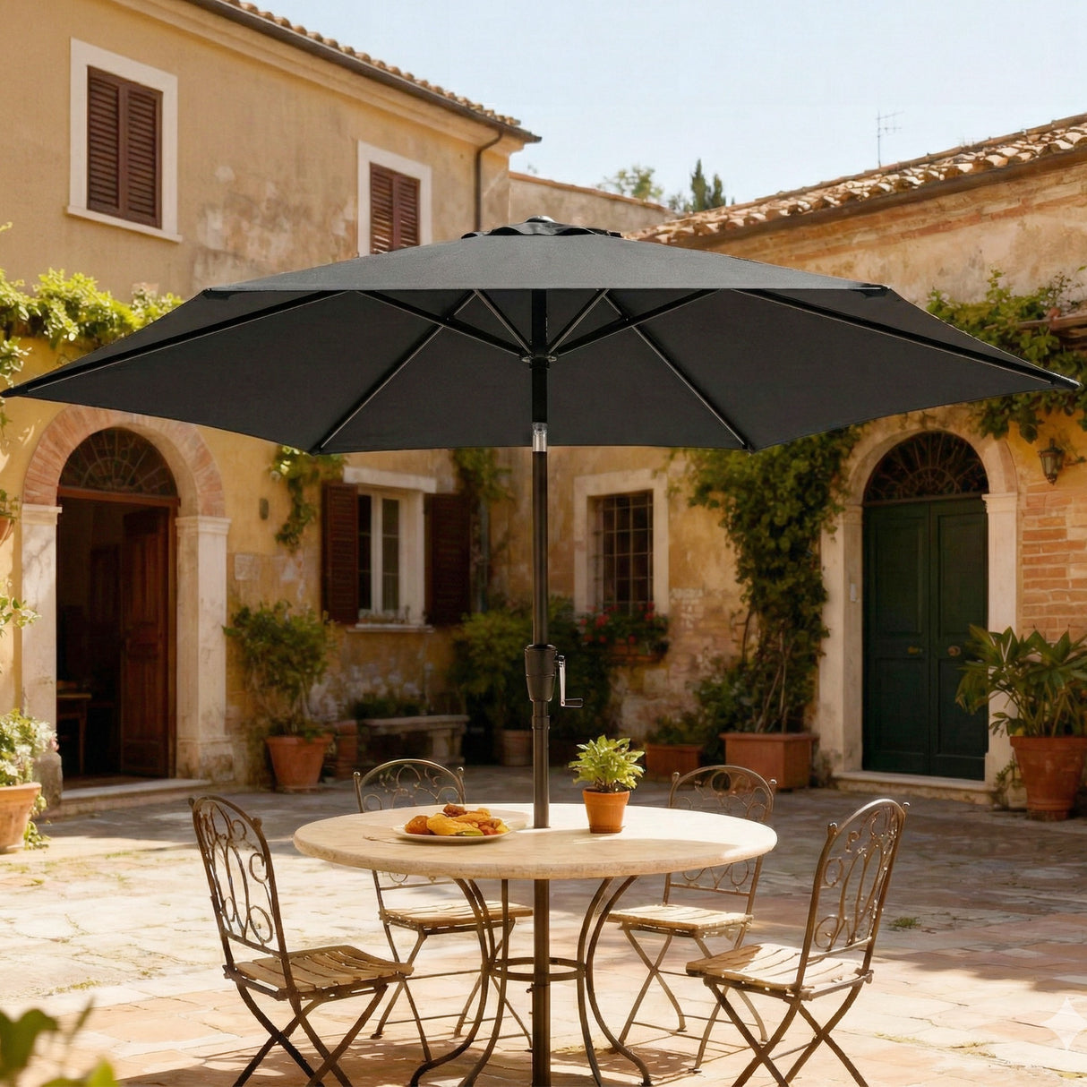 Polyester Tilting Parasol Umbrella 196cm Diameter - Velmora