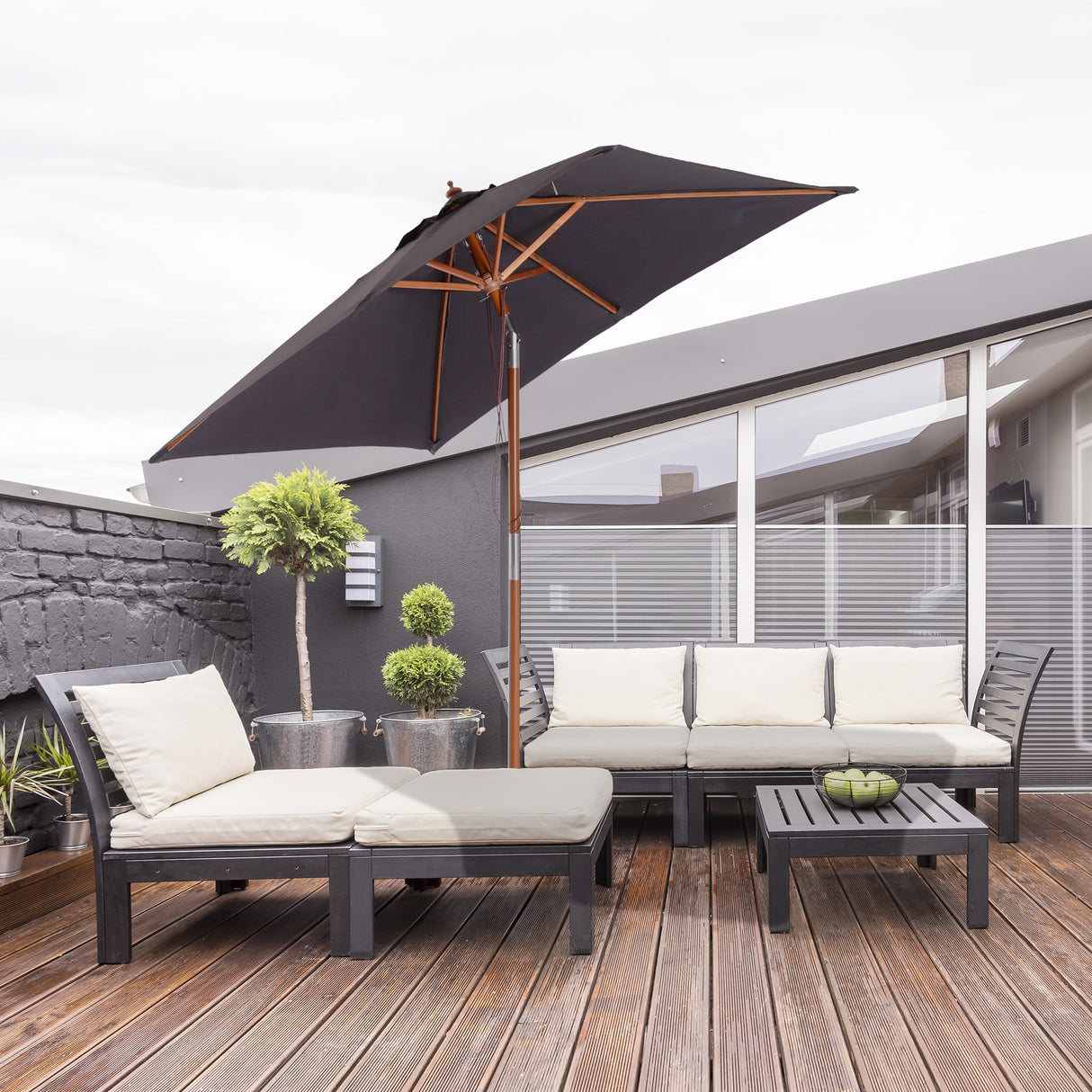 Polyester Tilting Parasol Umbrella 200cm Width x 150cm Depth - Velmora