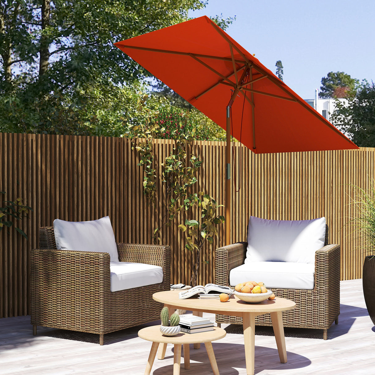 Polyester Tilting Parasol Umbrella 200cm Width x 150cm Depth - Velmora