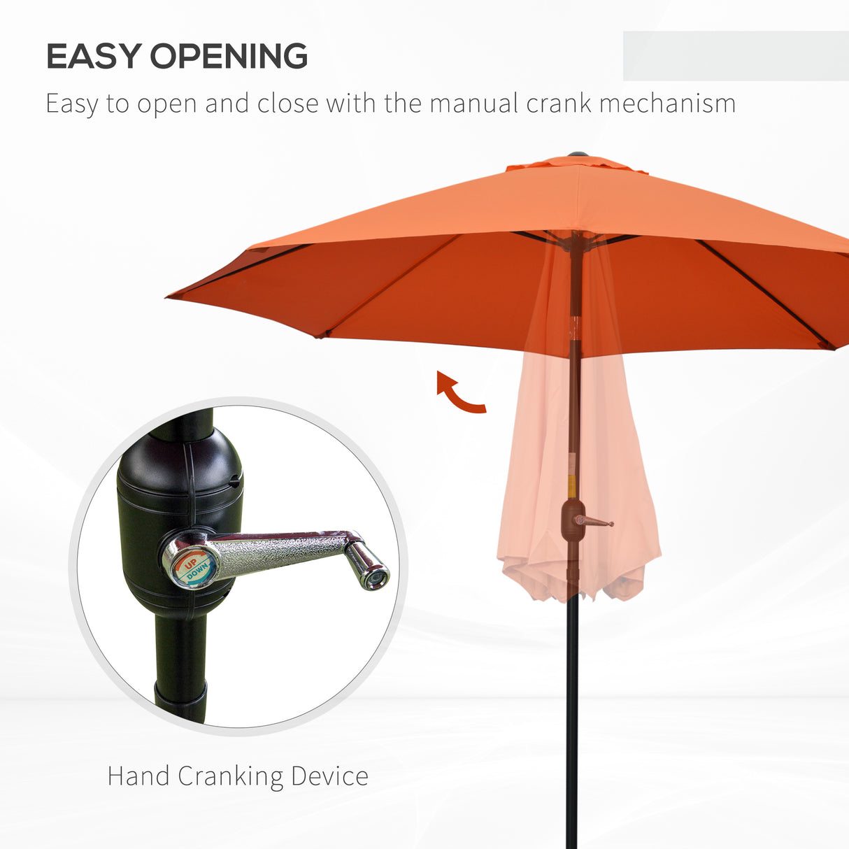 Polyester Tilting Parasol Umbrella 263cm Diameter - Velmora