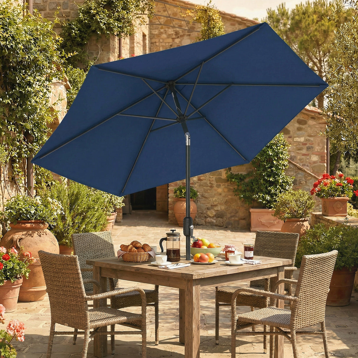 Polyester Tilting Parasol Umbrella 264cm Diameter x 238 High - Velmora