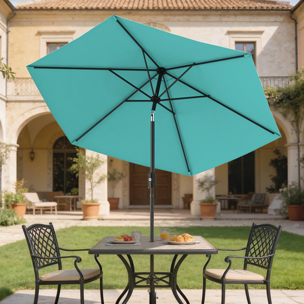 Polyester Tilting Parasol Umbrella 264cm Diameter x 238 High - Velmora