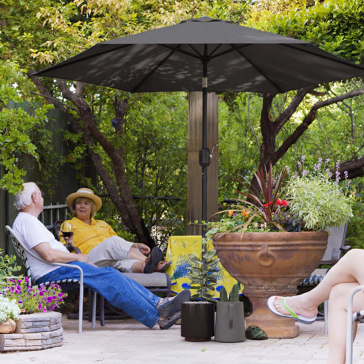 Polyester Tilting Parasol Umbrella 265cm Diameter - Velmora