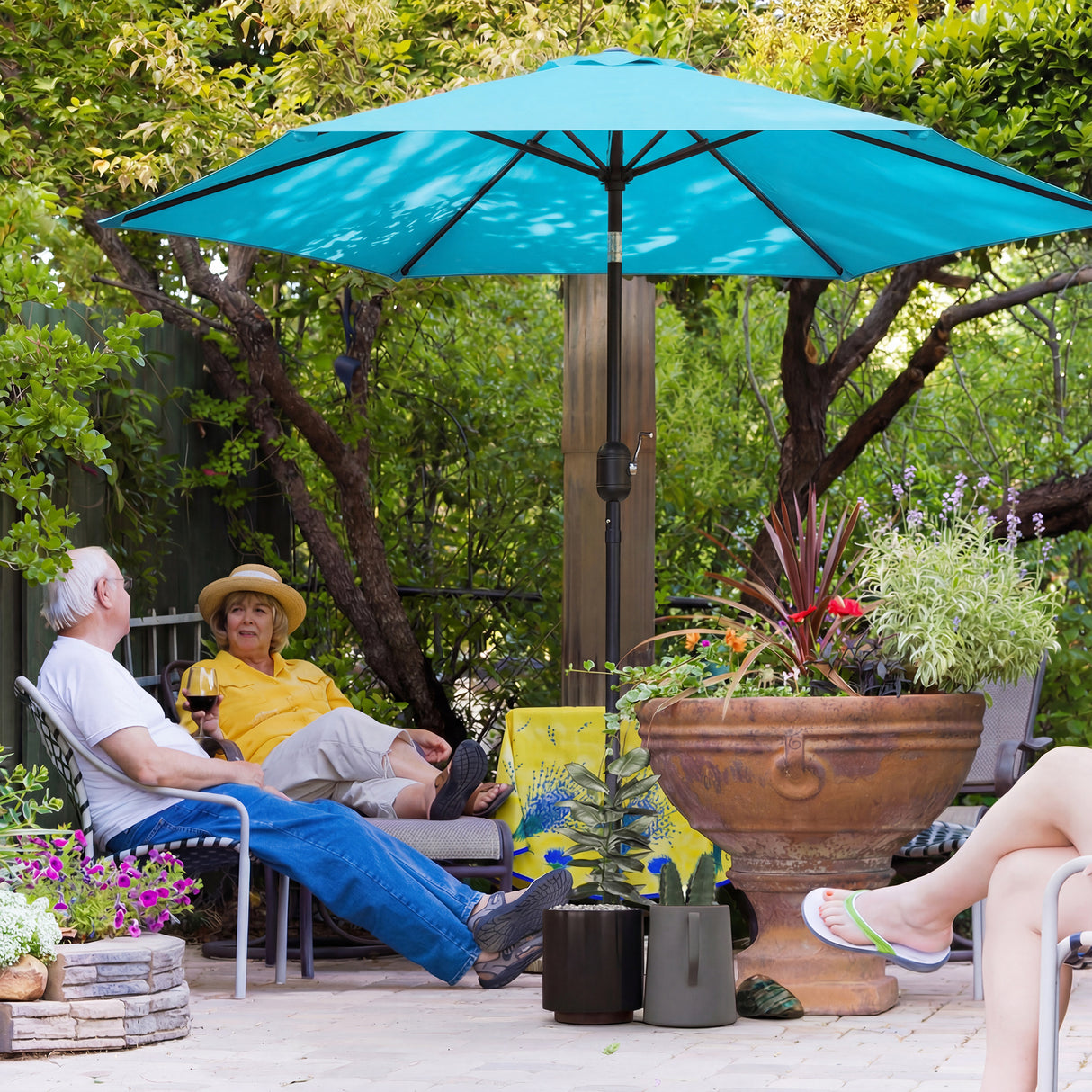 Polyester Tilting Parasol Umbrella 265cm Diameter - Velmora