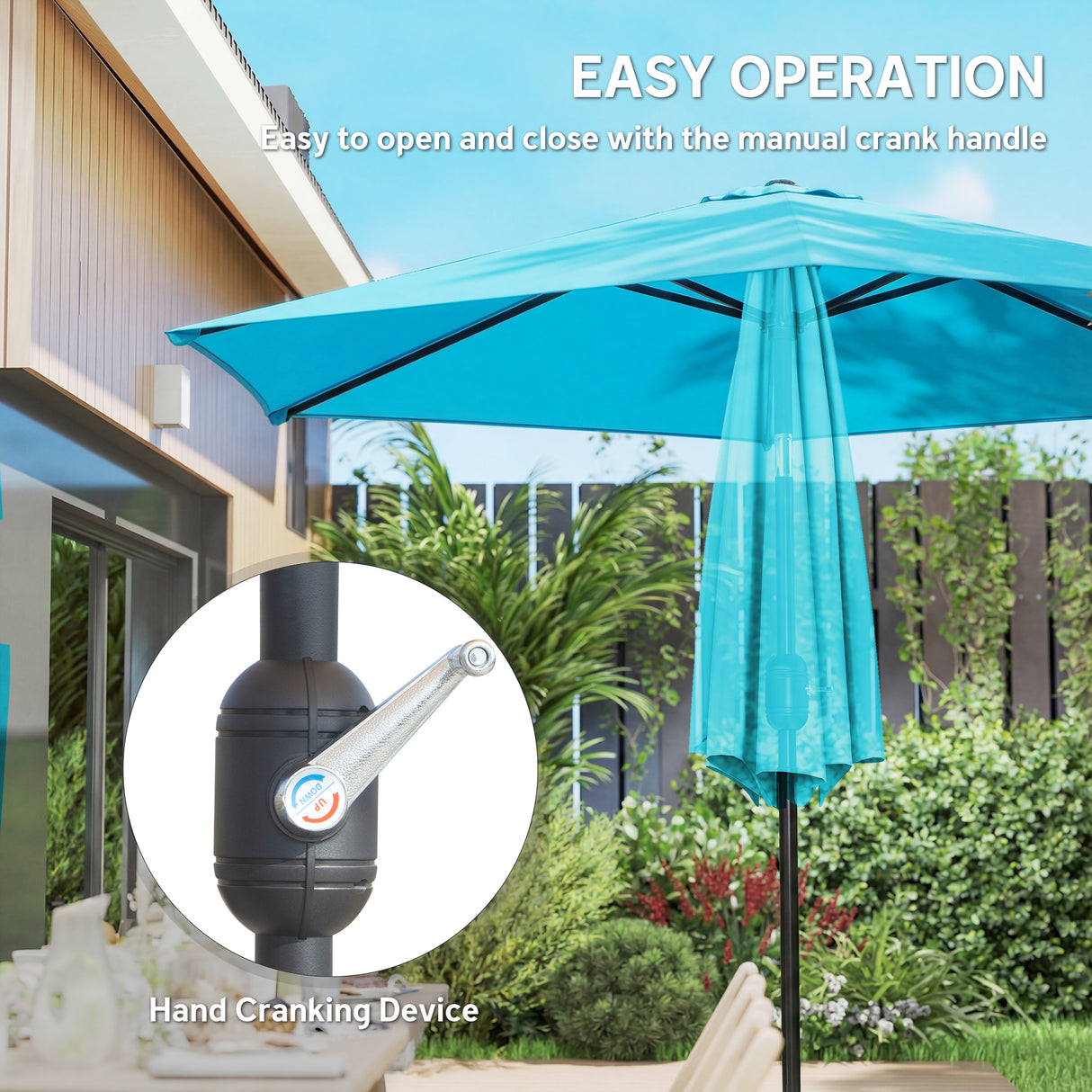 Polyester Tilting Parasol Umbrella 265cm Diameter - Velmora