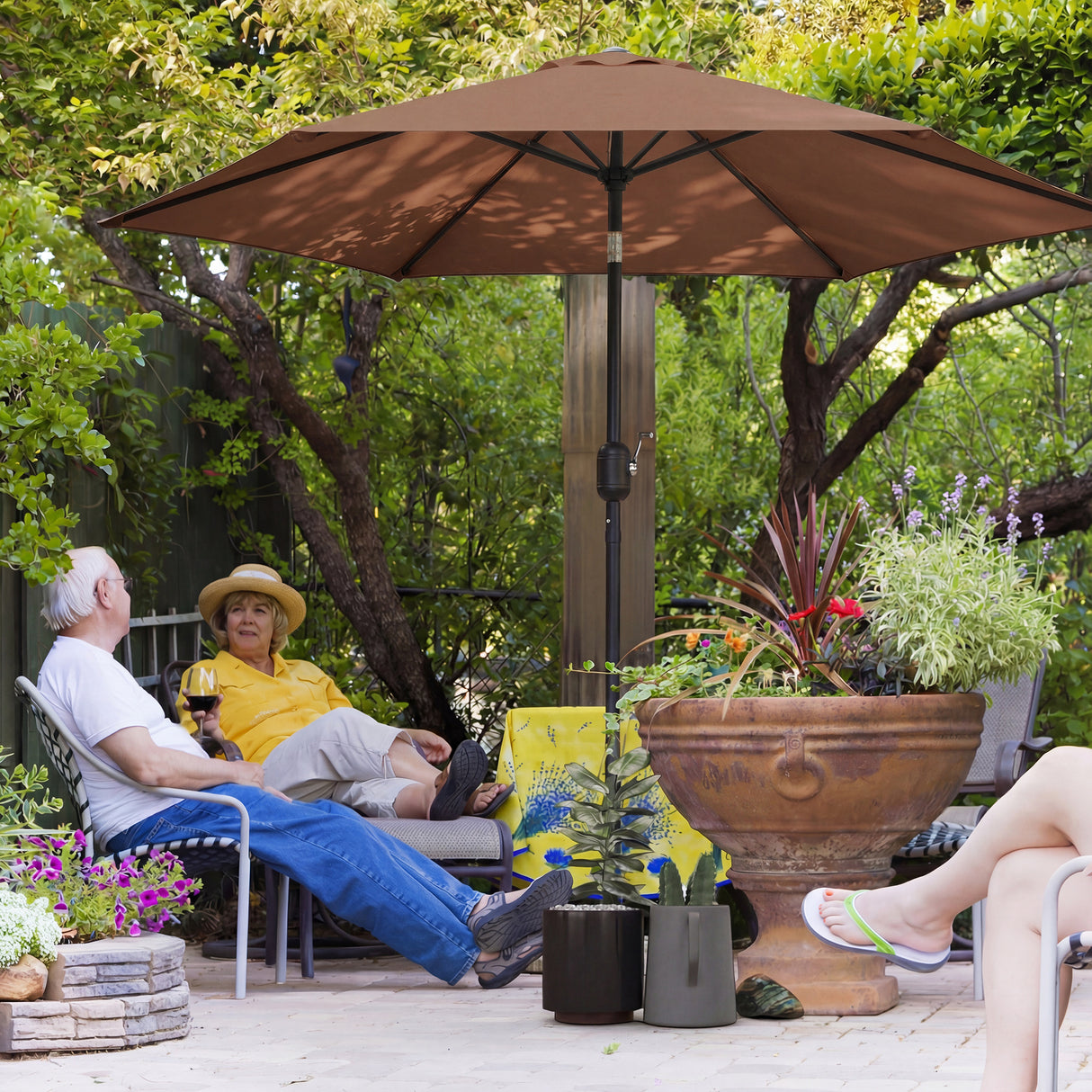 Polyester Tilting Parasol Umbrella 265cm Diameter - Velmora