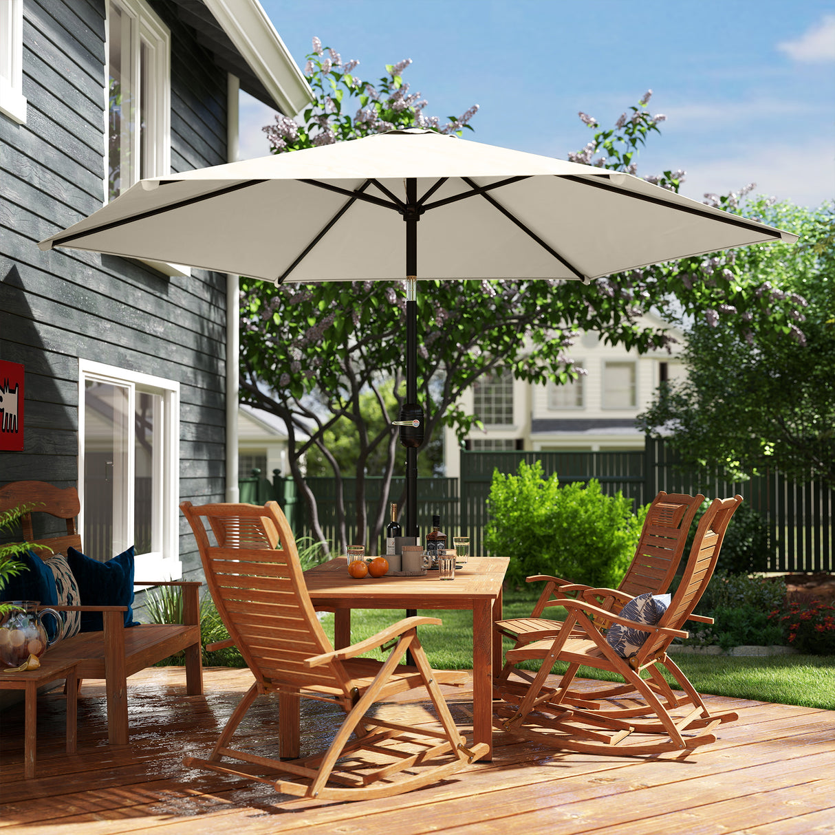Polyester Tilting Parasol Umbrella 265cm Diameter - Velmora