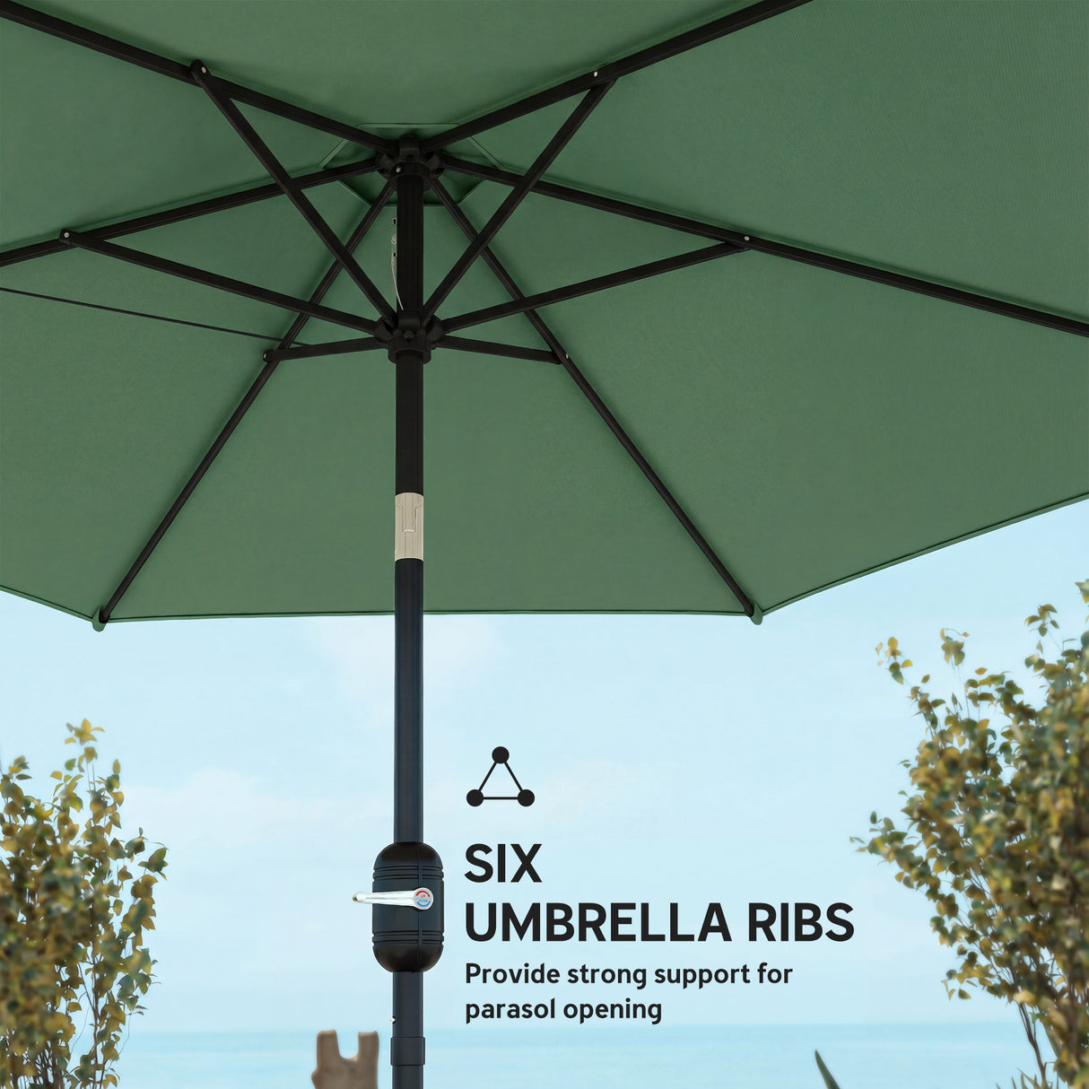 Polyester Tilting Parasol Umbrella 265cm Diameter - Velmora