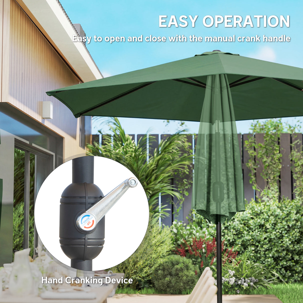Polyester Tilting Parasol Umbrella 265cm Diameter - Velmora
