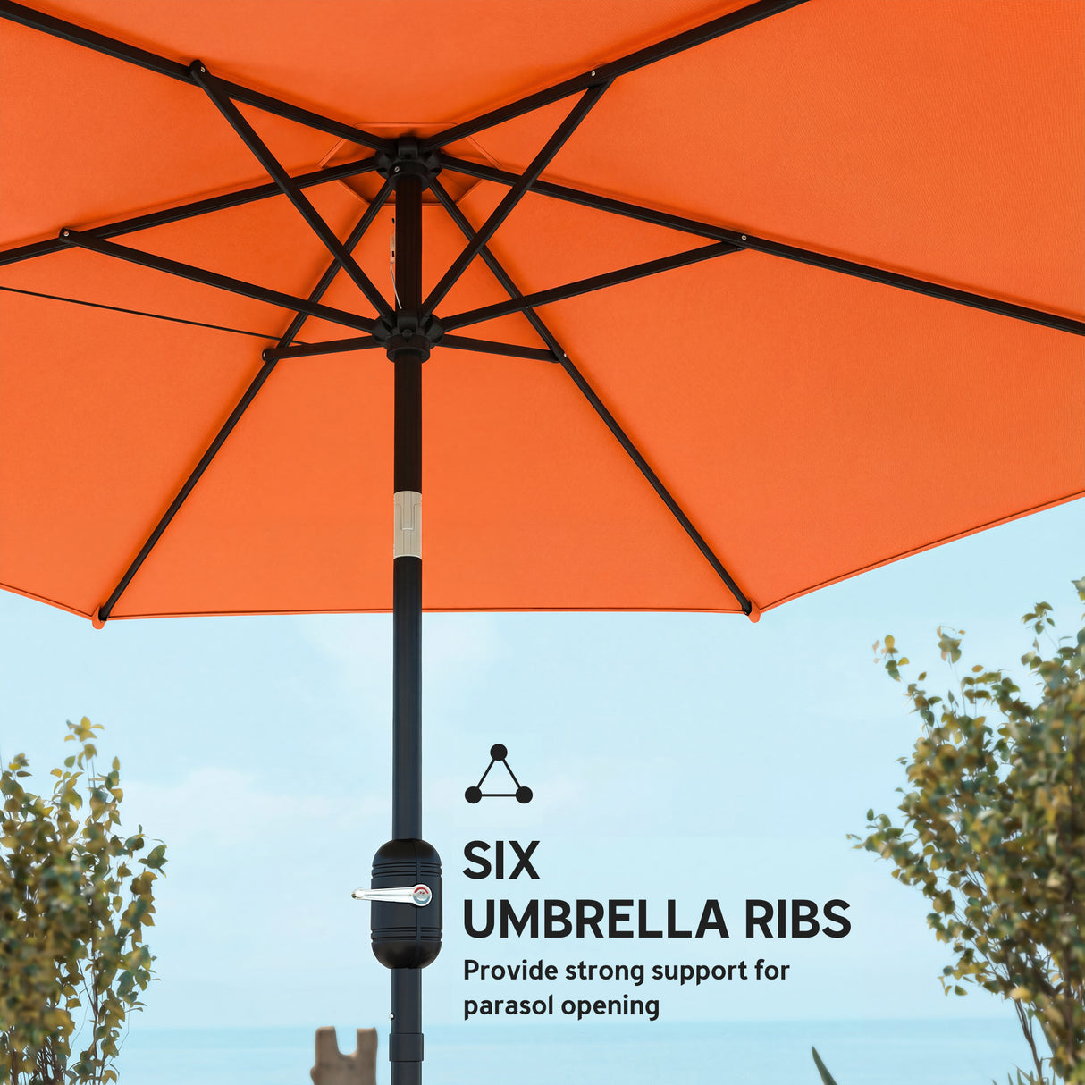 Polyester Tilting Parasol Umbrella 265cm Diameter - Velmora