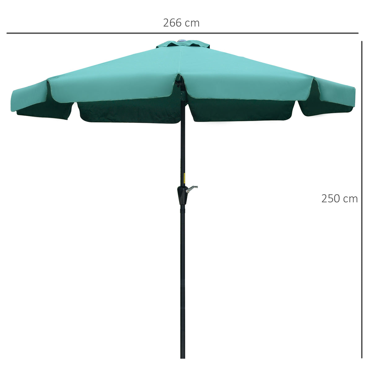Polyester Tilting Parasol Umbrella 266cm Diameter - Velmora