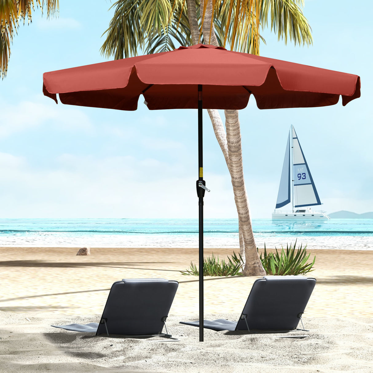 Polyester Tilting Parasol Umbrella 266cm Diameter - Velmora