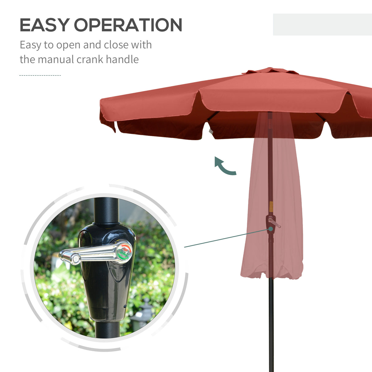 Polyester Tilting Parasol Umbrella 266cm Diameter - Velmora