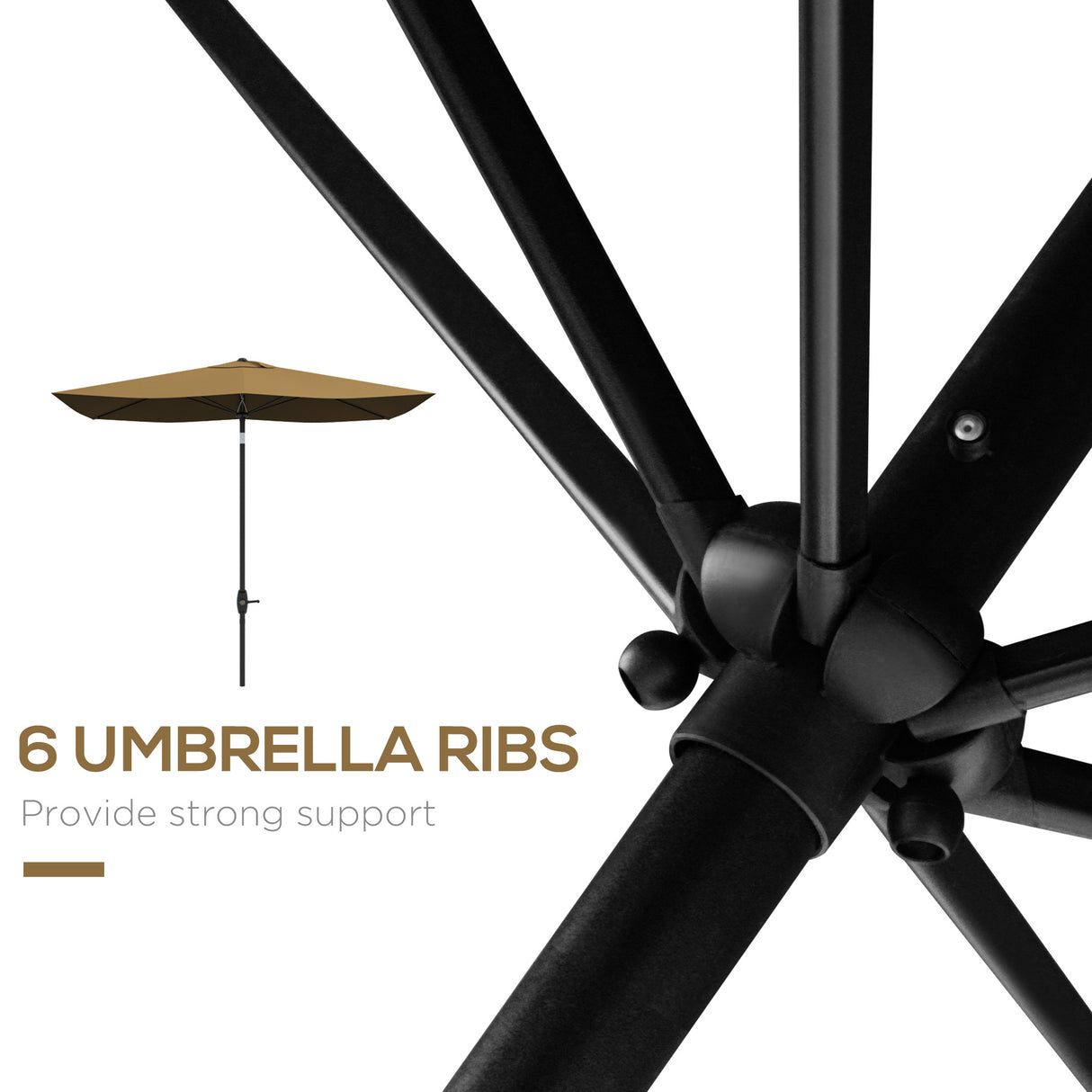 Polyester Tilting Parasol Umbrella 290cm Width x 200cm Depth - Velmora