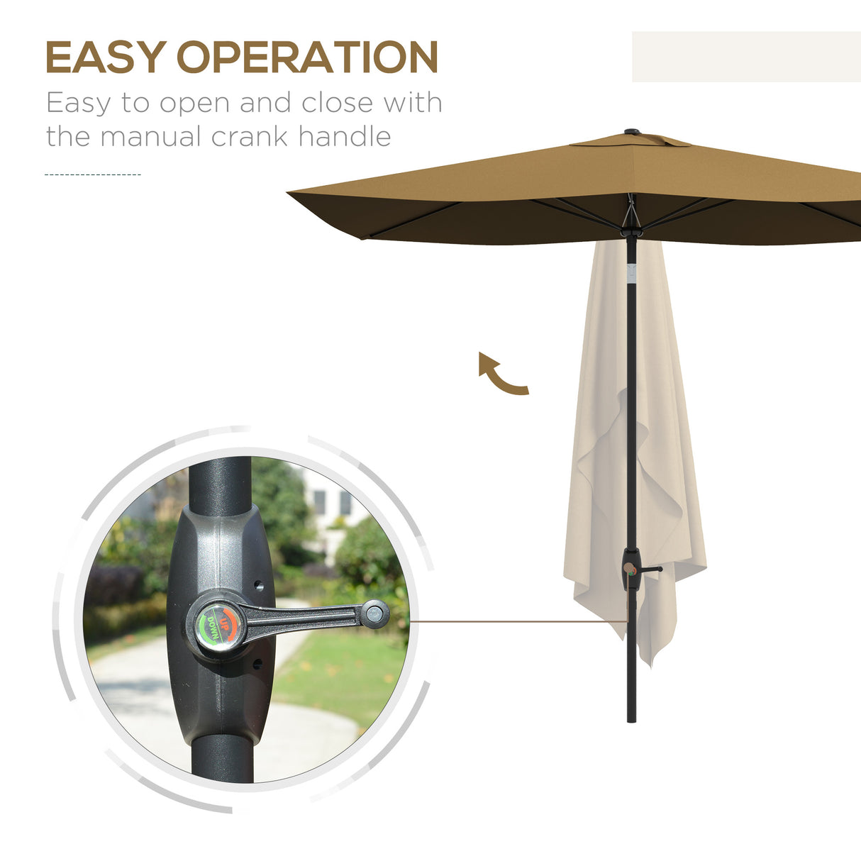 Polyester Tilting Parasol Umbrella 290cm Width x 200cm Depth - Velmora