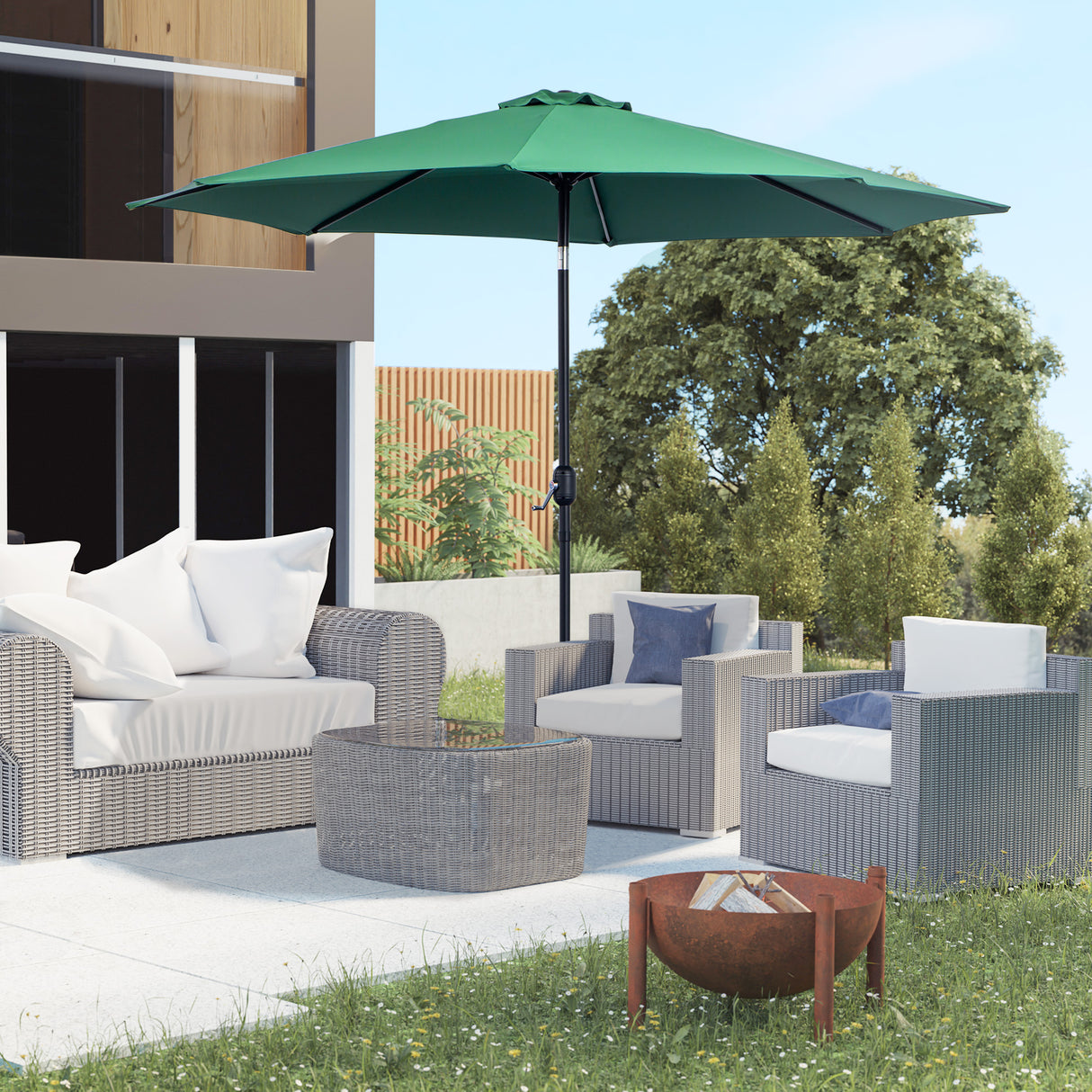 Polyester Tilting Parasol Umbrella 295cm Diameter - Velmora