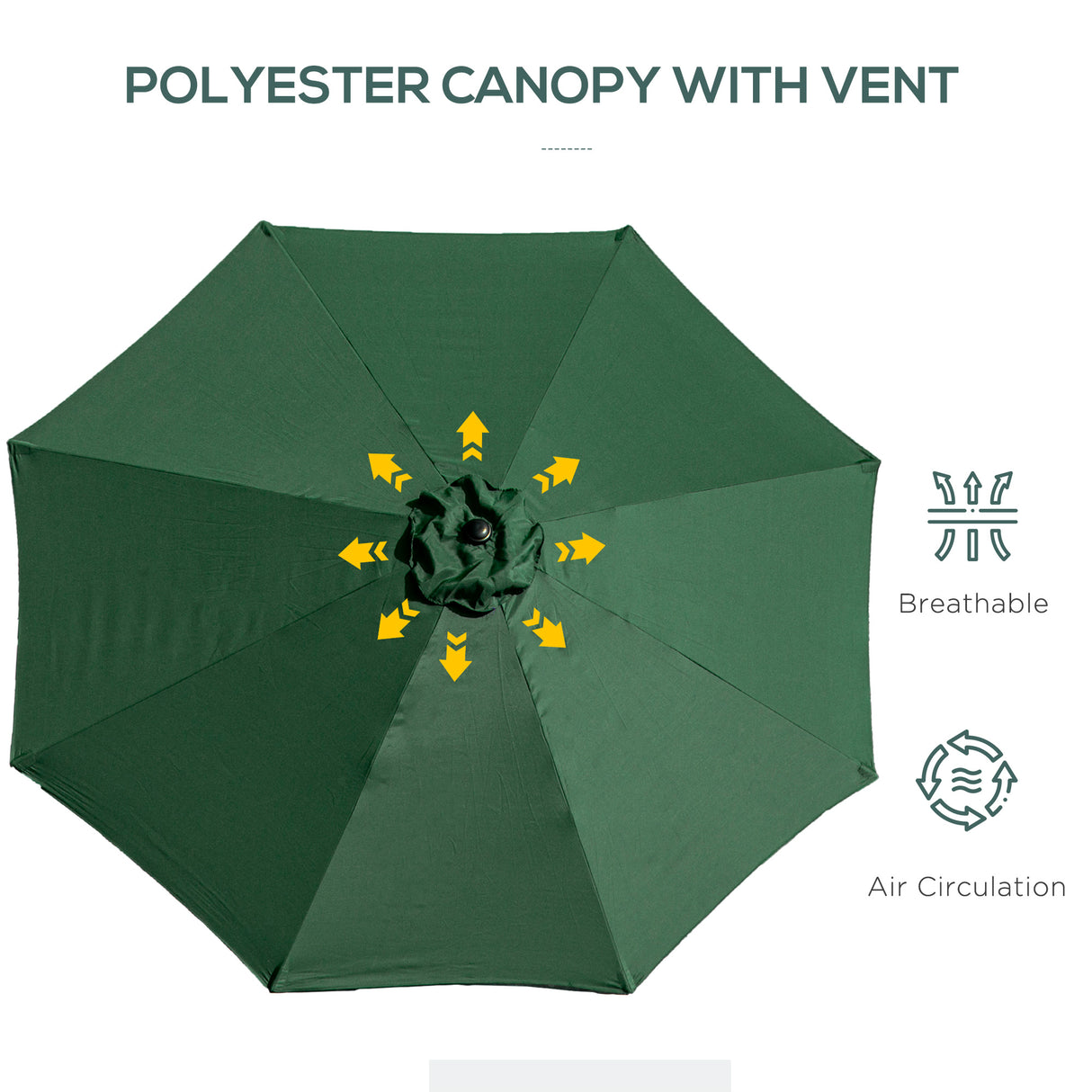 Polyester Tilting Parasol Umbrella 295cm Diameter - Velmora