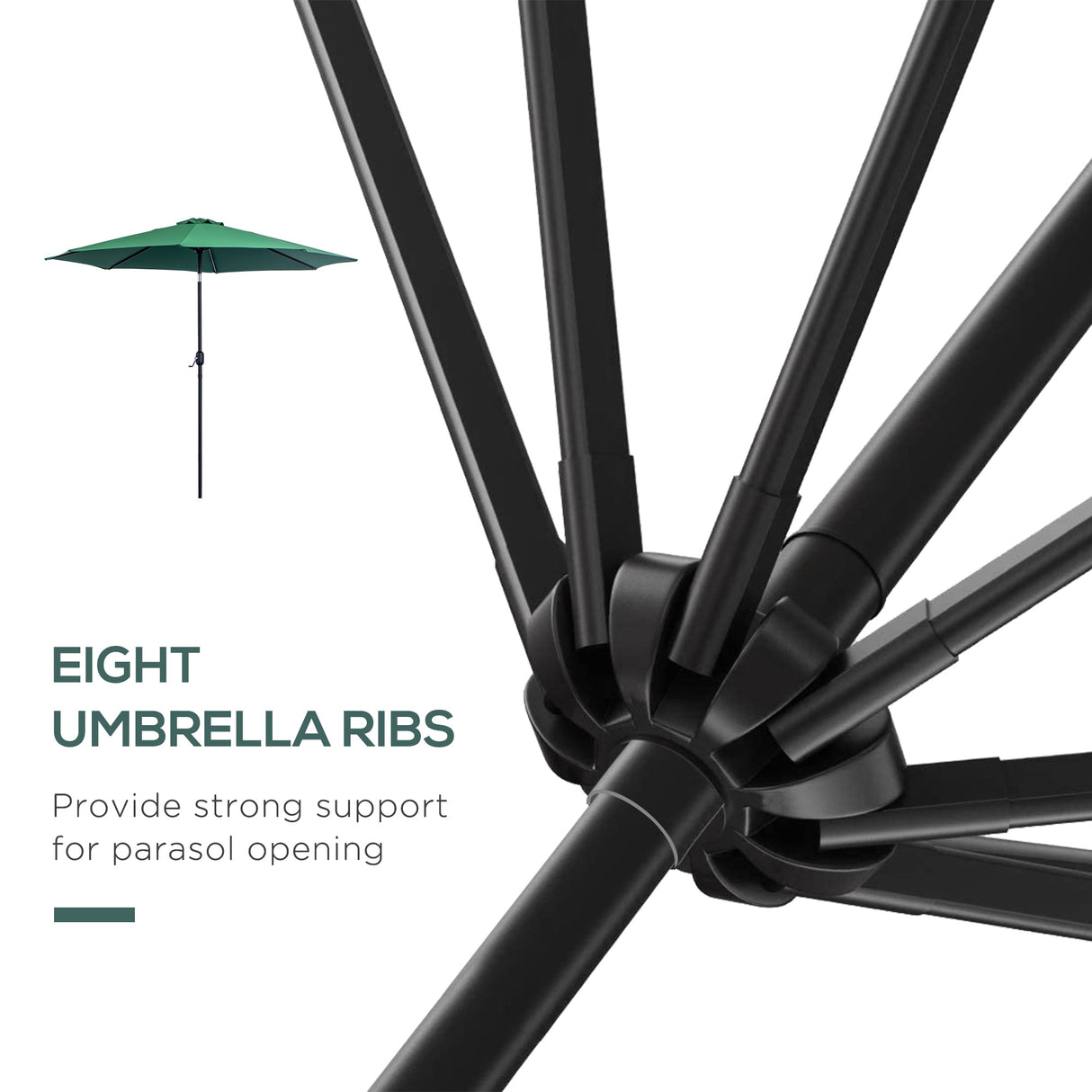 Polyester Tilting Parasol Umbrella 295cm Diameter - Velmora
