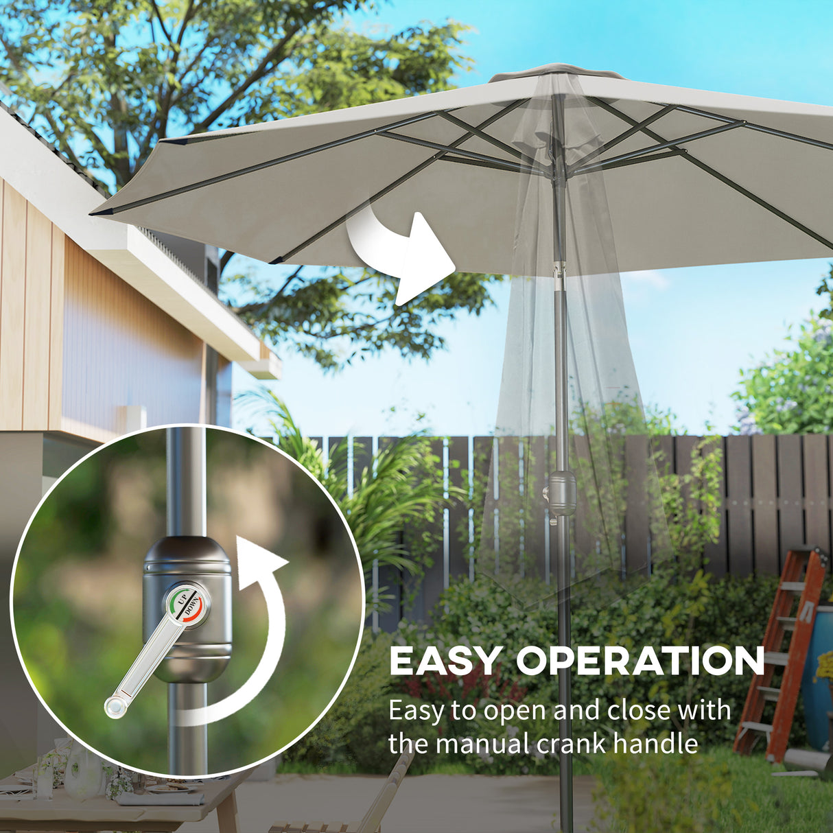 Polyester Tilting Parasol Umbrella 295cm Diameter - Velmora