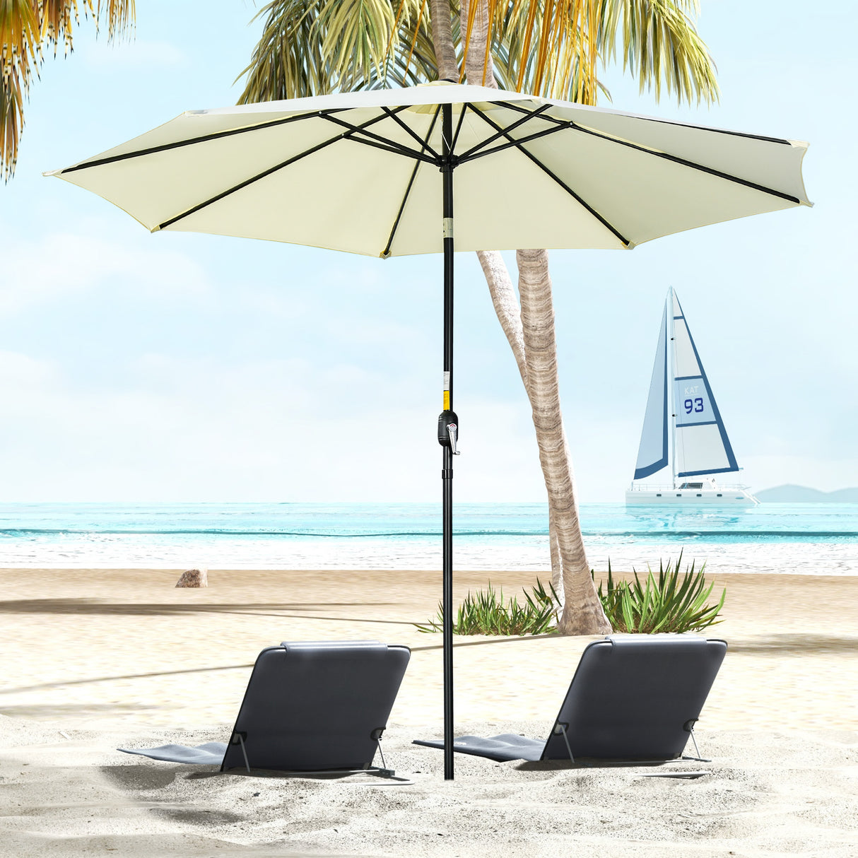 Polyester Tilting Parasol Umbrella 295cm Diameter - Velmora