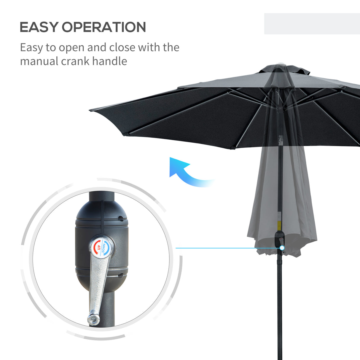 Polyester Tilting Parasol Umbrella 295cm Diameter - Velmora
