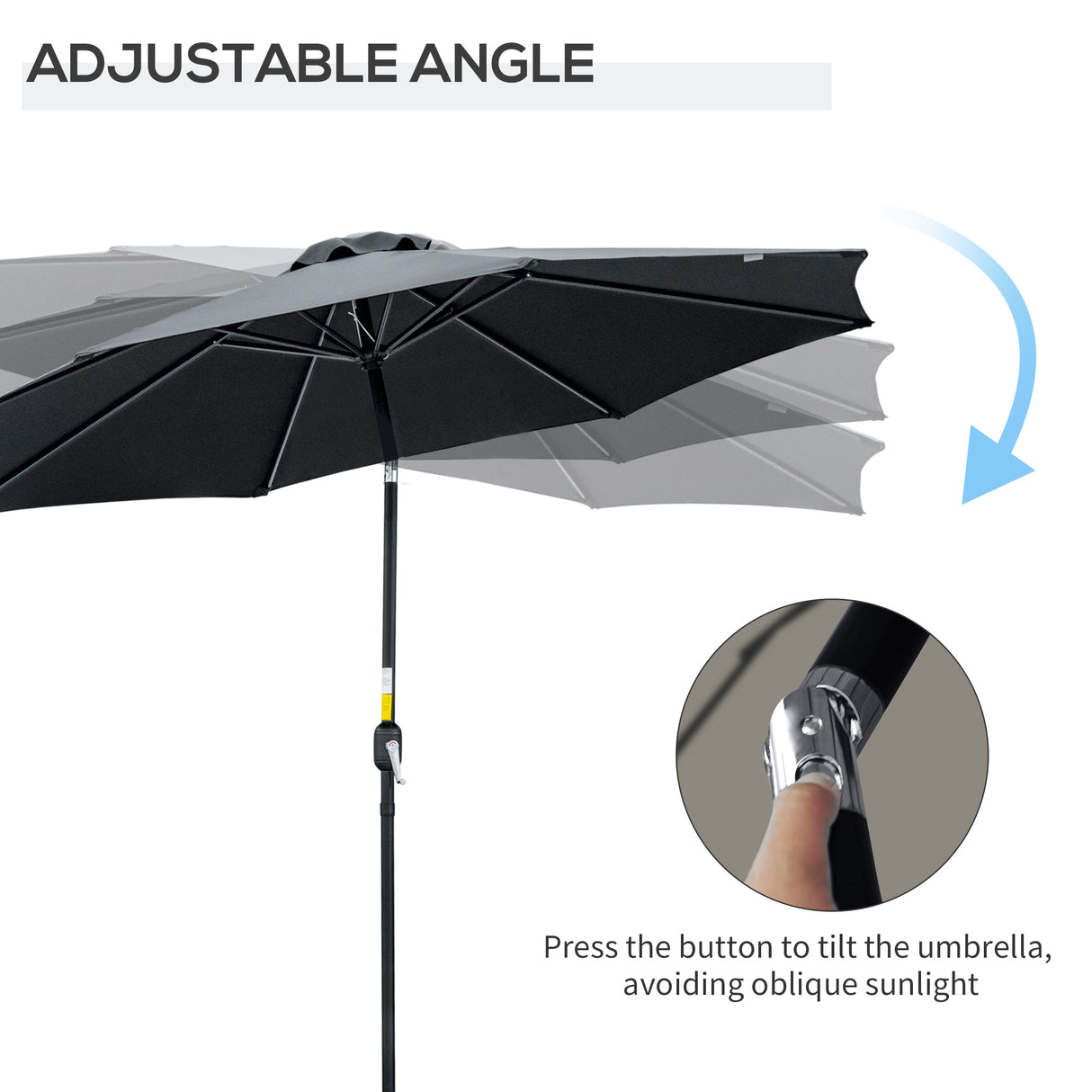Polyester Tilting Parasol Umbrella 295cm Diameter - Velmora