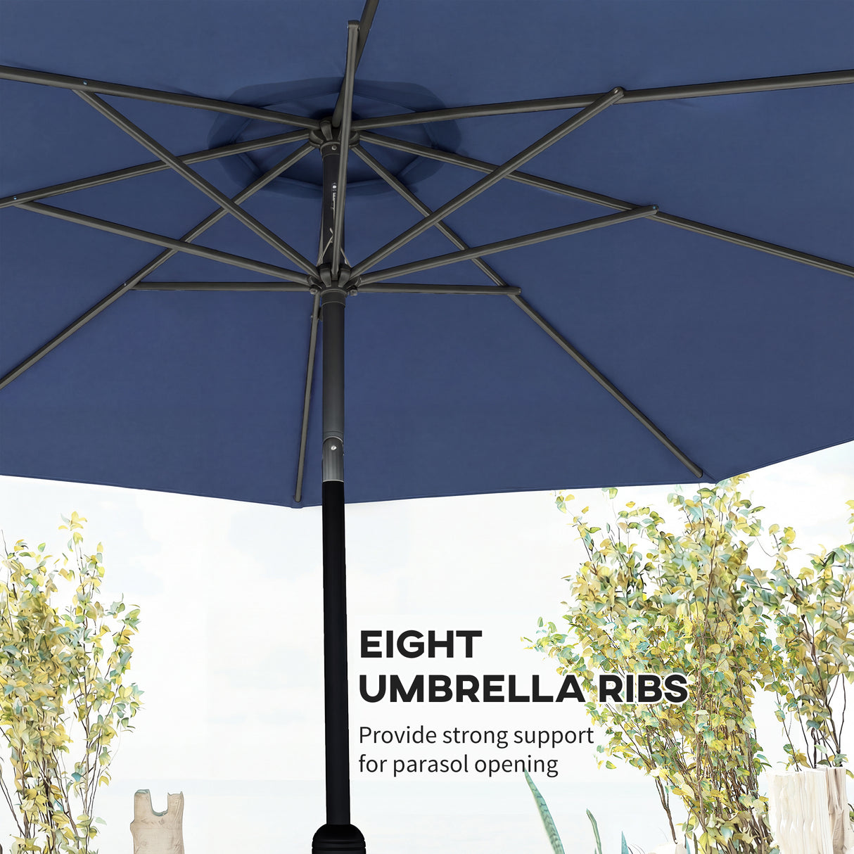 Polyester Tilting Parasol Umbrella 295cm Diameter - Velmora