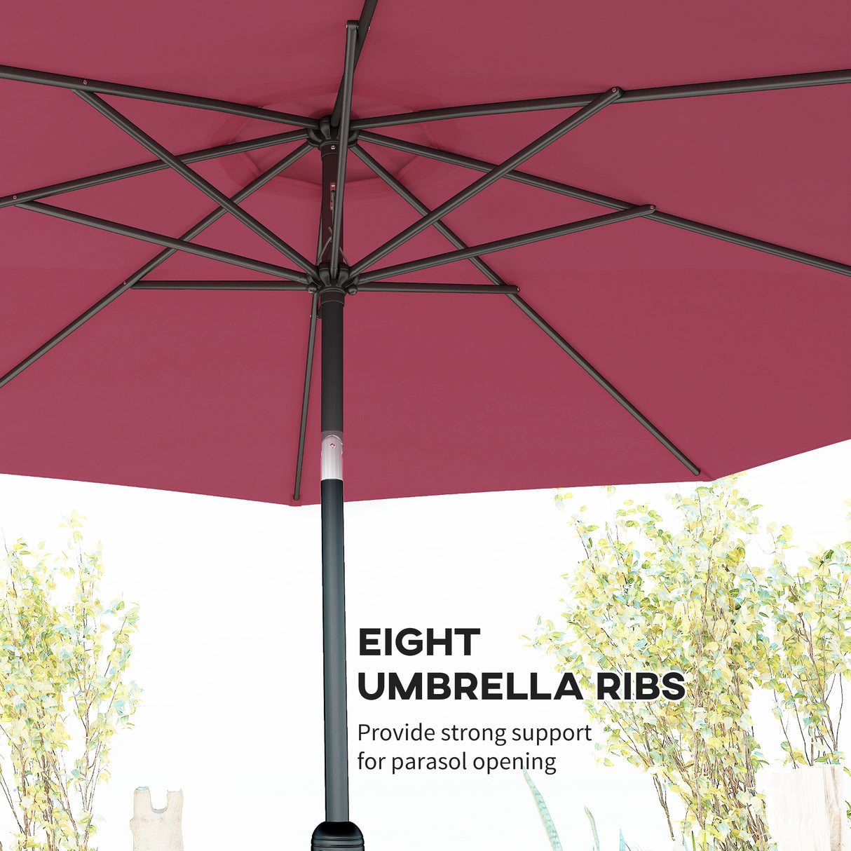 Polyester Tilting Parasol Umbrella 295cm Diameter - Velmora