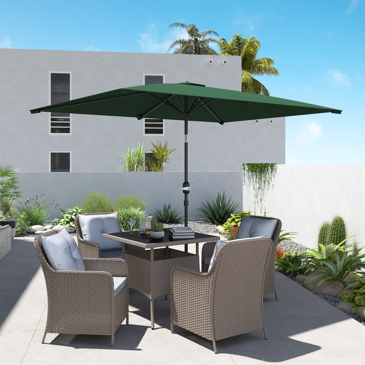 Polyester Tilting Parasol Umbrella 295cm Width x 195cm Depth - Velmora