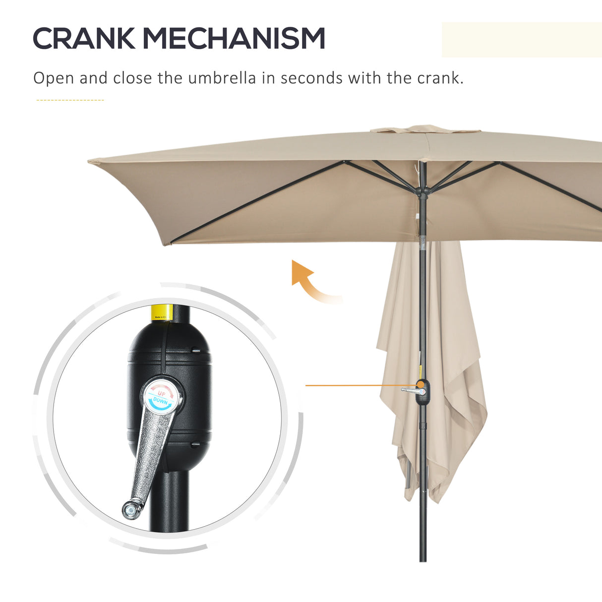Polyester Tilting Parasol Umbrella 295cm Width x 195cm Depth - Velmora