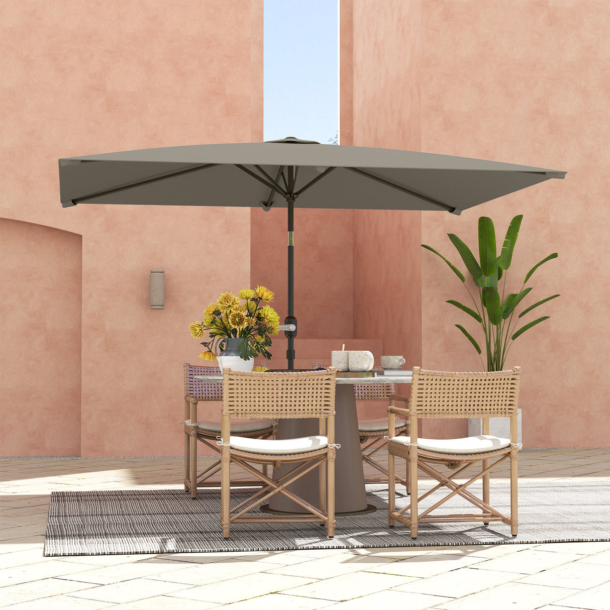 Polyester Tilting Parasol Umbrella 295cm Width x 195cm Depth - Velmora