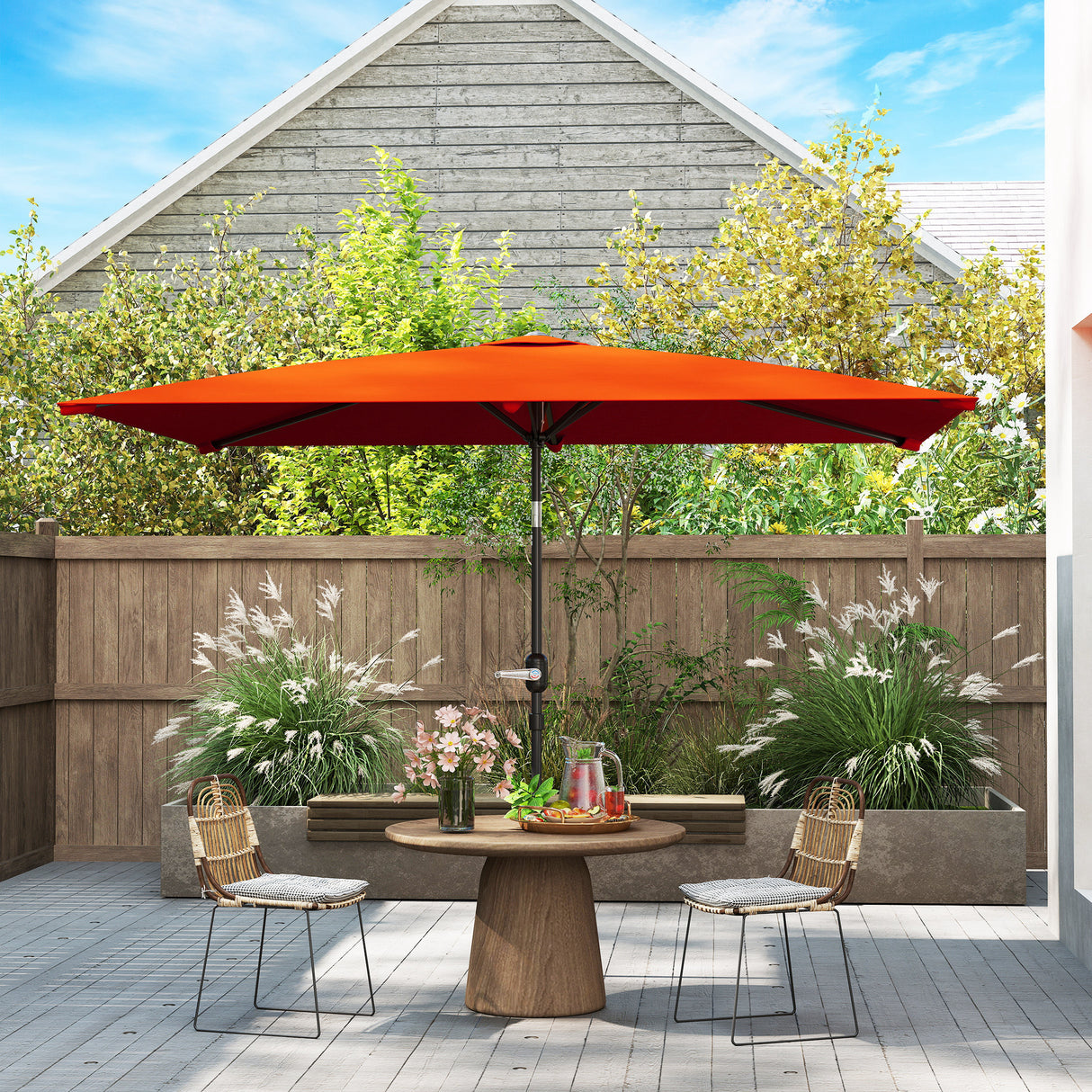 Polyester Tilting Parasol Umbrella 295cm Width x 195cm Depth - Velmora