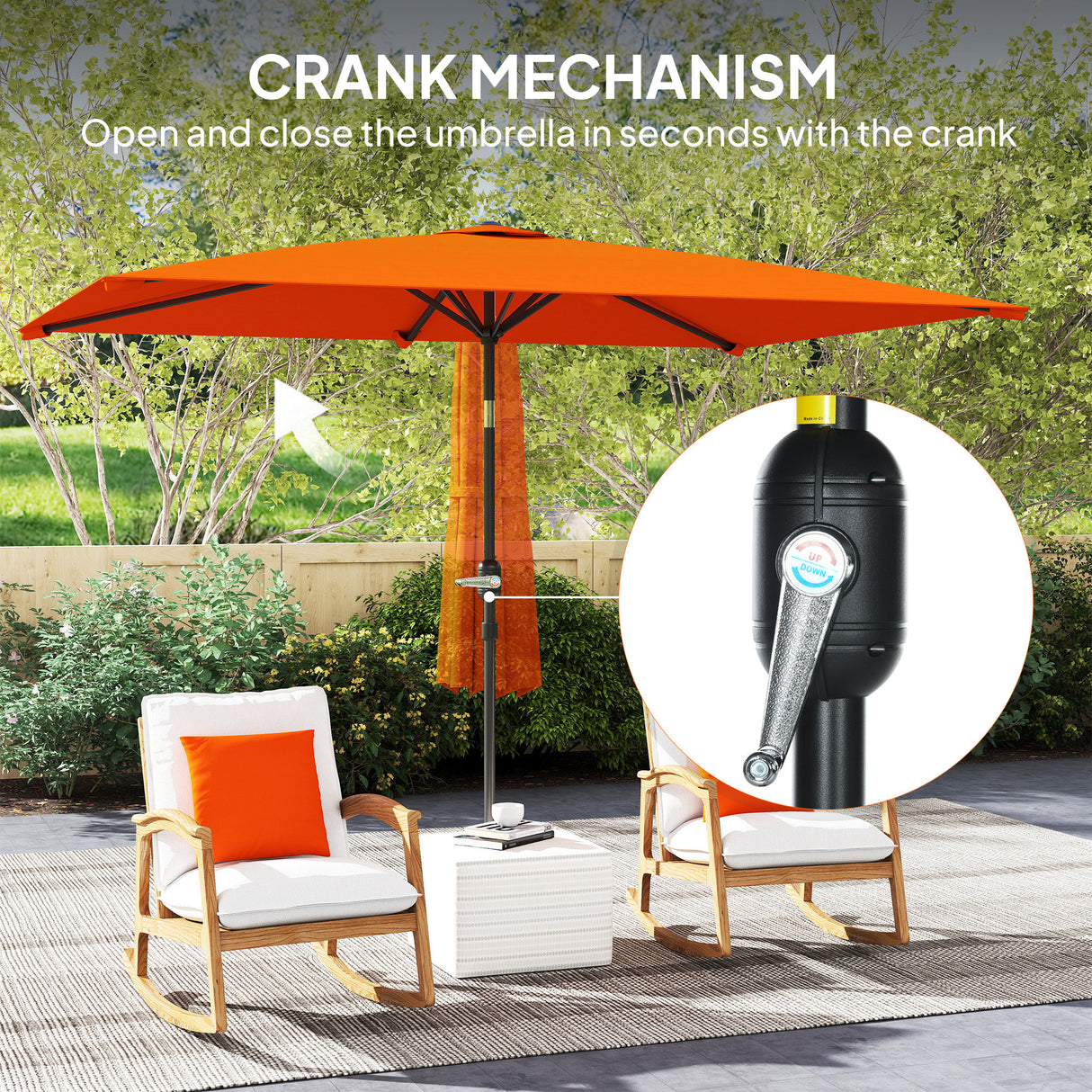 Polyester Tilting Parasol Umbrella 295cm Width x 195cm Depth - Velmora