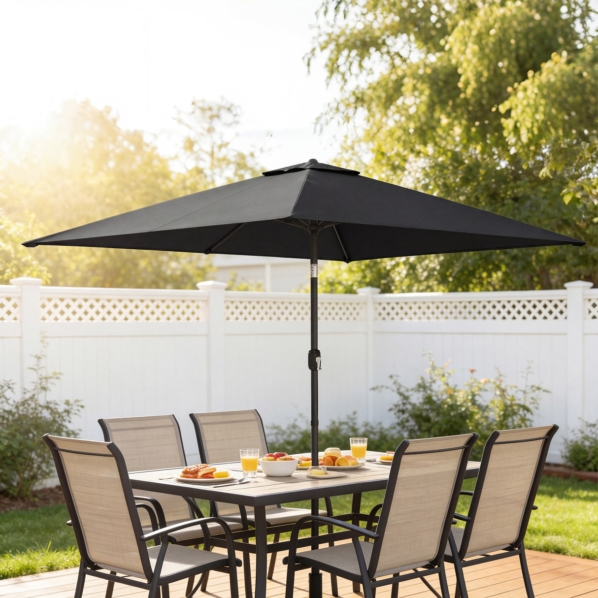 Polyester Tilting Parasol Umbrella 300cm Width x 200cm Depth - Velmora