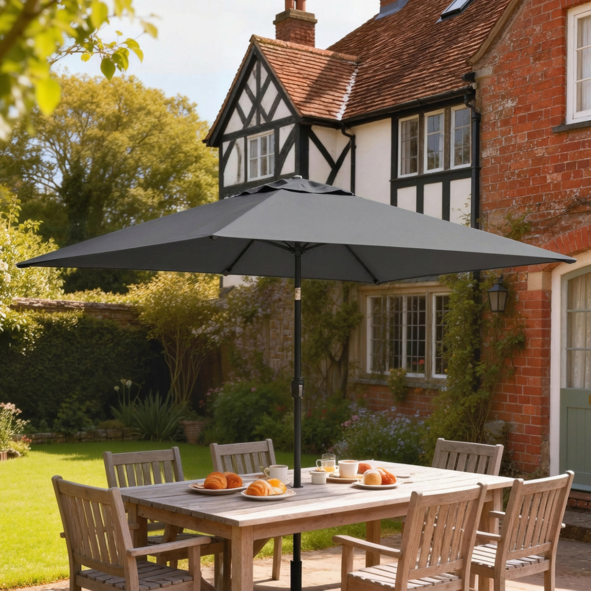 Polyester Tilting Parasol Umbrella 300cm Width x 200cm Depth - Velmora