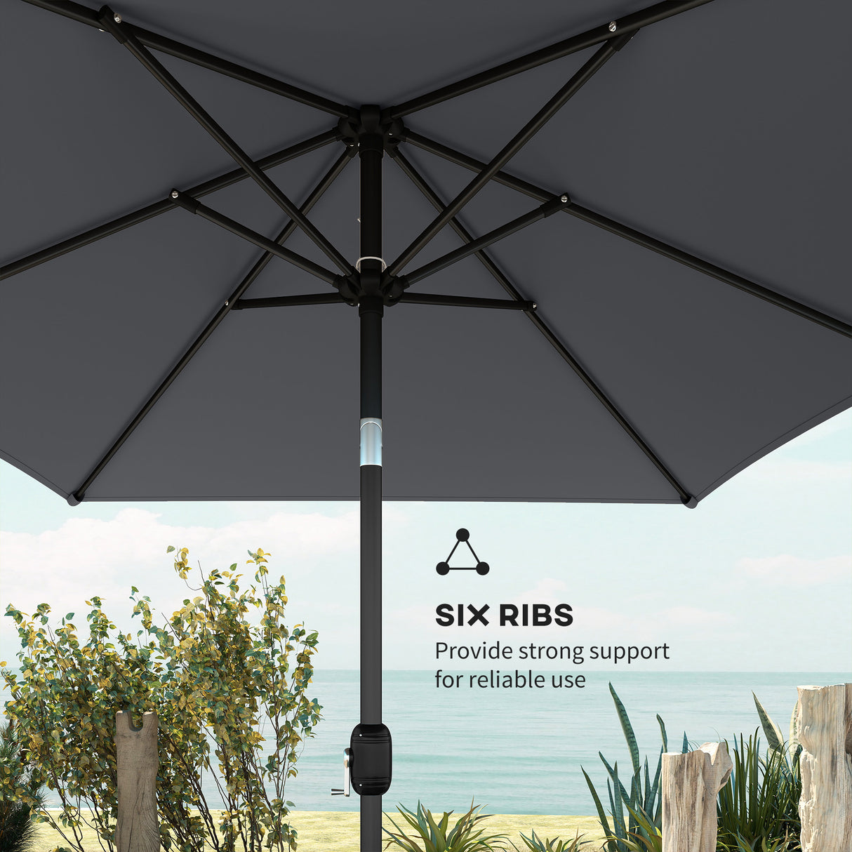 Polyester Tilting Parasol Umbrella 300cm Width x 200cm Depth - Velmora