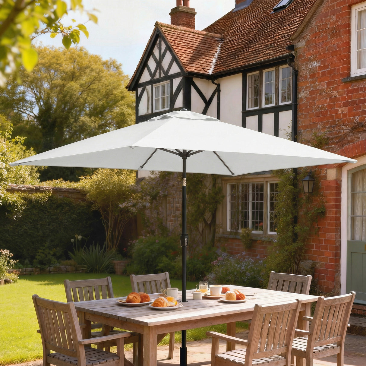 Polyester Tilting Parasol Umbrella 300cm Width x 200cm Depth - Velmora