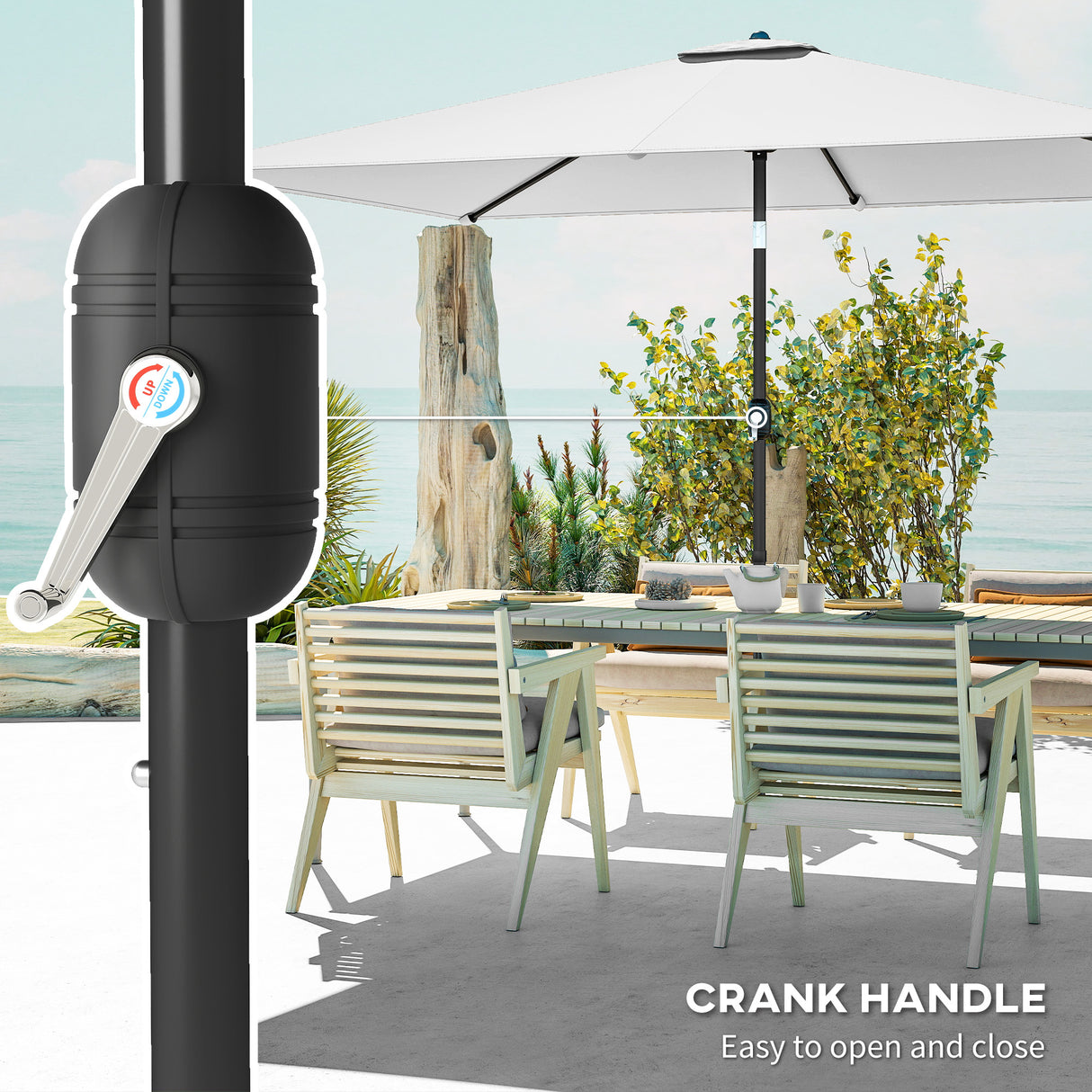 Polyester Tilting Parasol Umbrella 300cm Width x 200cm Depth - Velmora