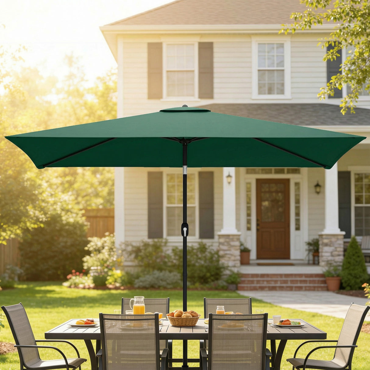 Polyester Tilting Parasol Umbrella 300cm Width x 200cm Depth - Velmora