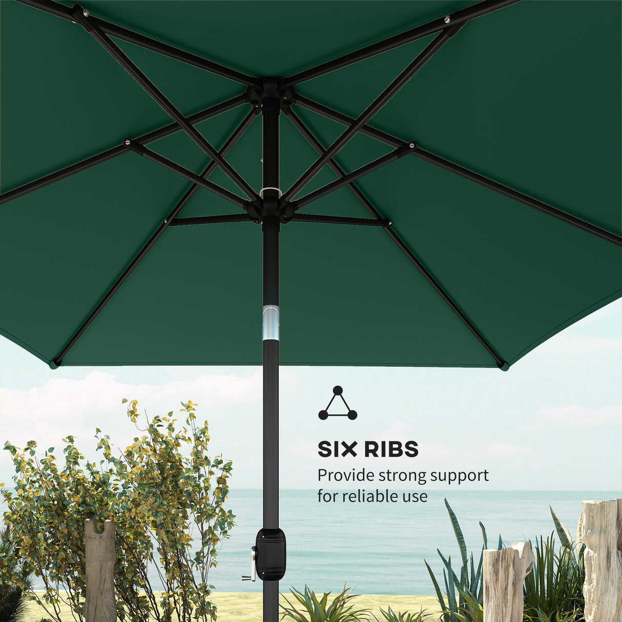 Polyester Tilting Parasol Umbrella 300cm Width x 200cm Depth - Velmora