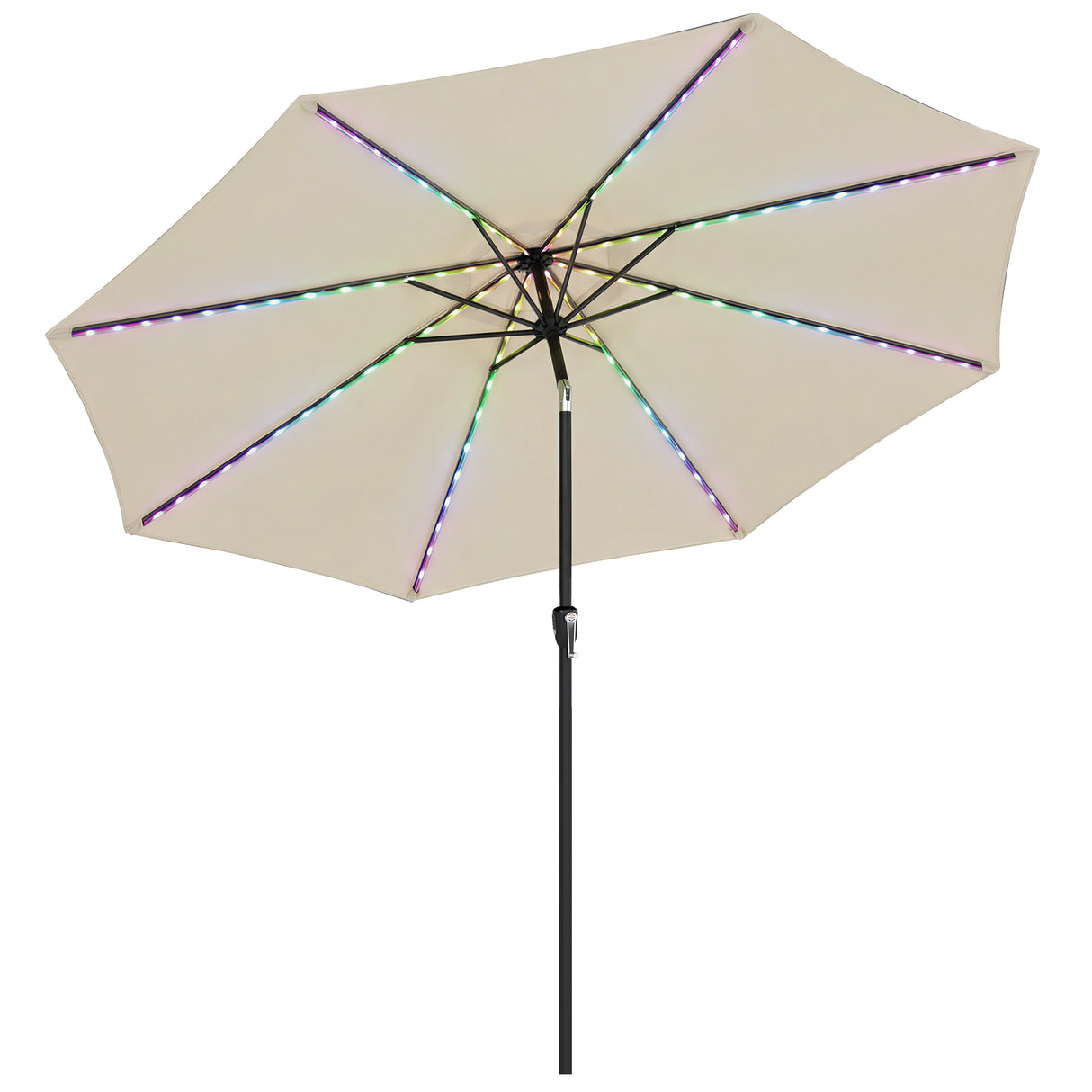 Polyester Tilting Parasol Umbrella With 112 Solar LED Light 295cm Diameter - Velmora