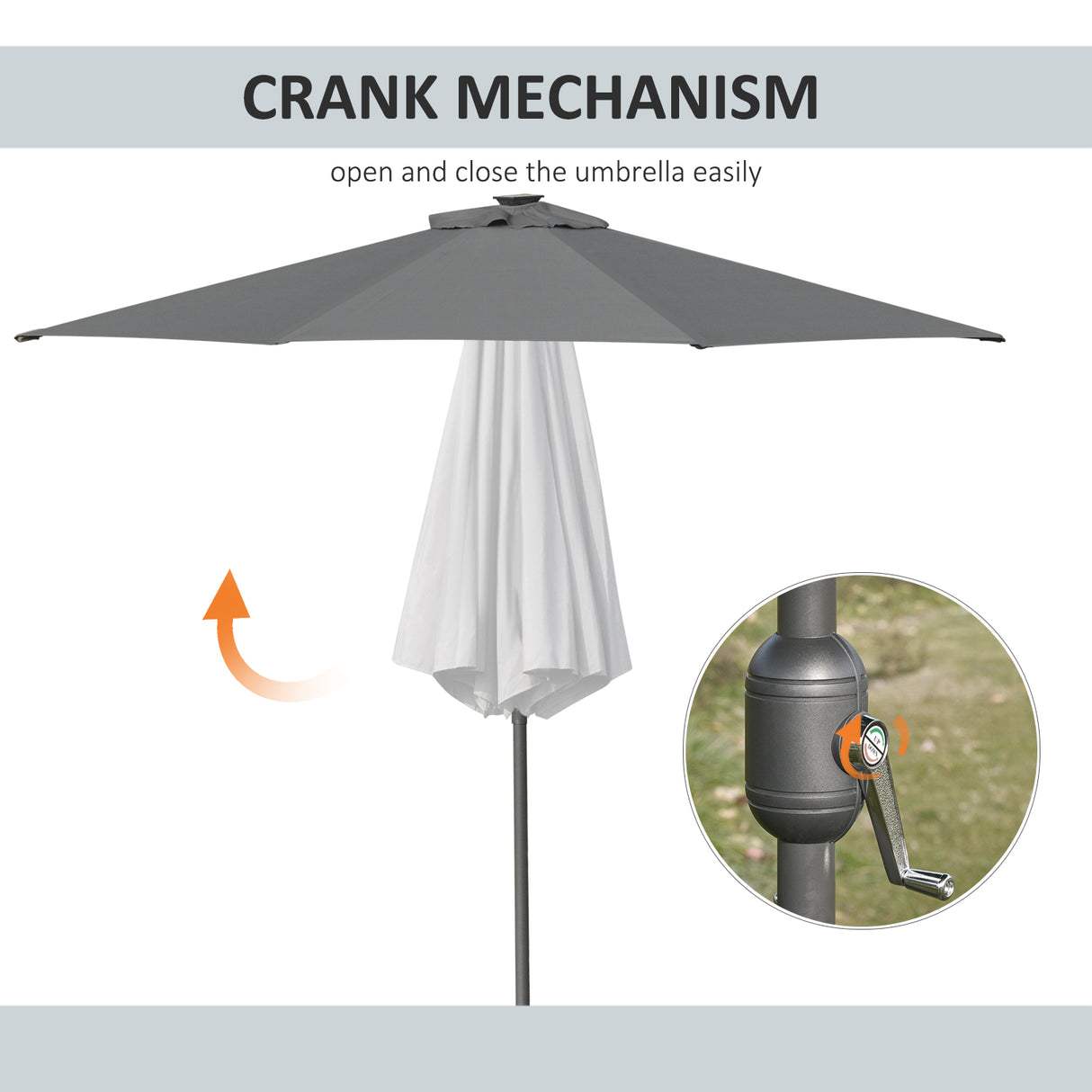 Polyester Tilting Parasol Umbrella With 24 LED Light 267cm Diameter - Velmora