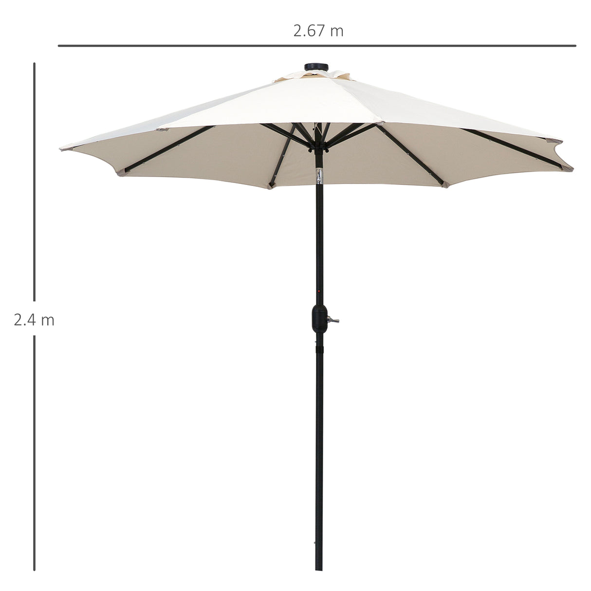 Polyester Tilting Parasol Umbrella With 24 LED Light 267cm Diameter - Velmora